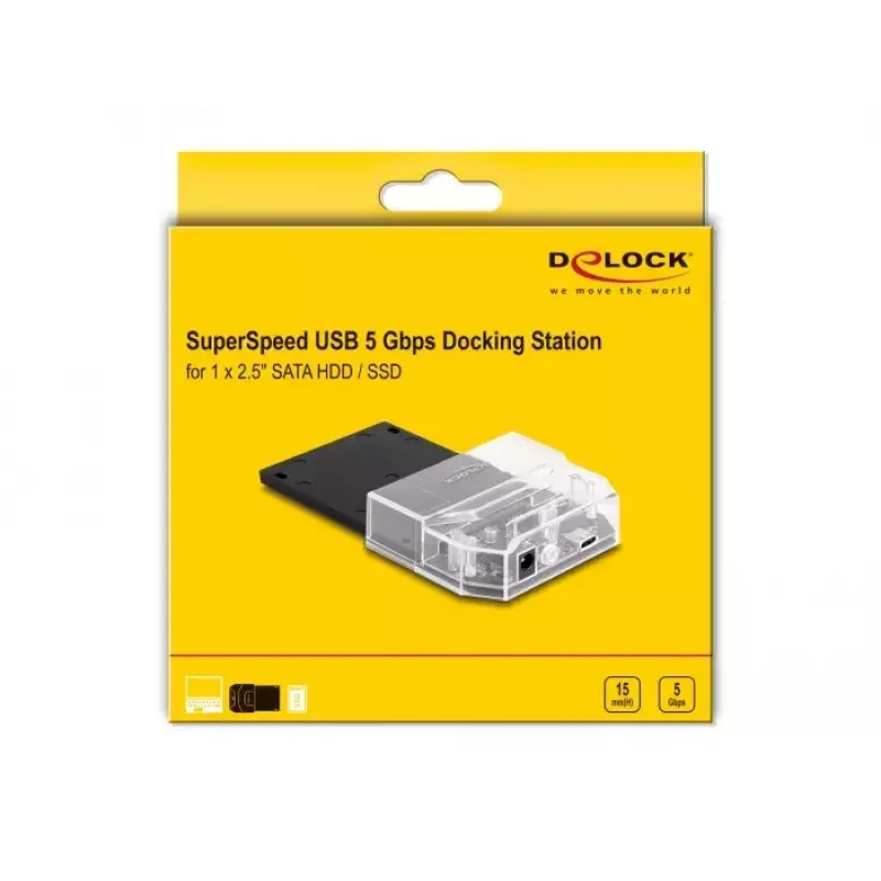 DeLOCK SuperSpeed USB Docking Station 2.5 inch SATA HDD SSD Czarny