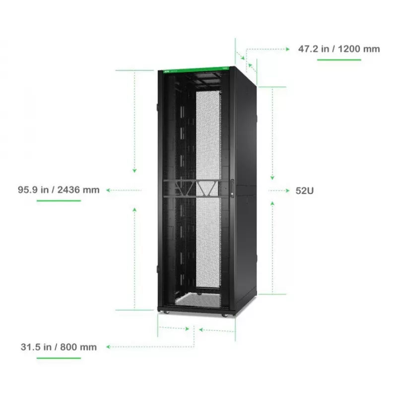 APC NetShelter SX, obudowa stelaża serwerowego, Gen 2, 52U, 2436W x 800S x 1200G mm, z bokami, czarna