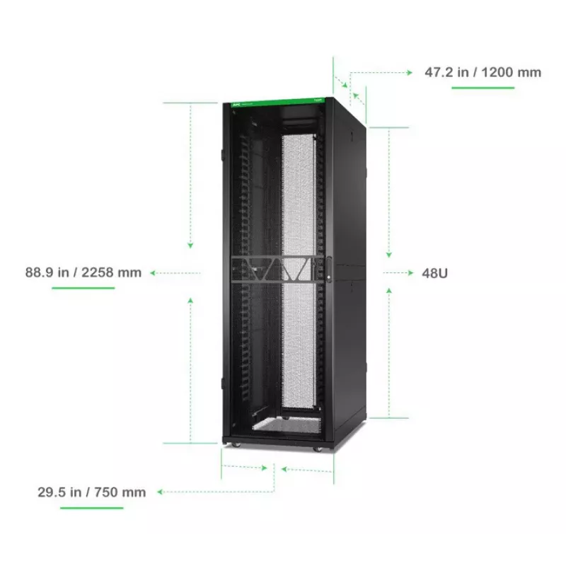 APC NetShelter SX, obudowa rack do sieci, 48U, 2258W x 750S x 1200G mm, z bokami, czarna