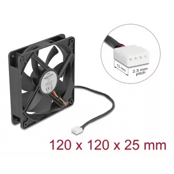 DELOCK 67303 Wentylator do obudowy komputera 120 mm, 24 V, łożysko kulkowe, czarny