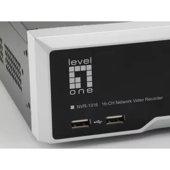 LevelOne GEMINI 16-kanałowy sieciowy rejestrator wideo, H.265, 16 kanałów, 3840 x 2160 pikseli, 128 użytkowników, H.264, H.264+, H.265, MPEG4, Wbudowany LINUX, 256 Mbit/s