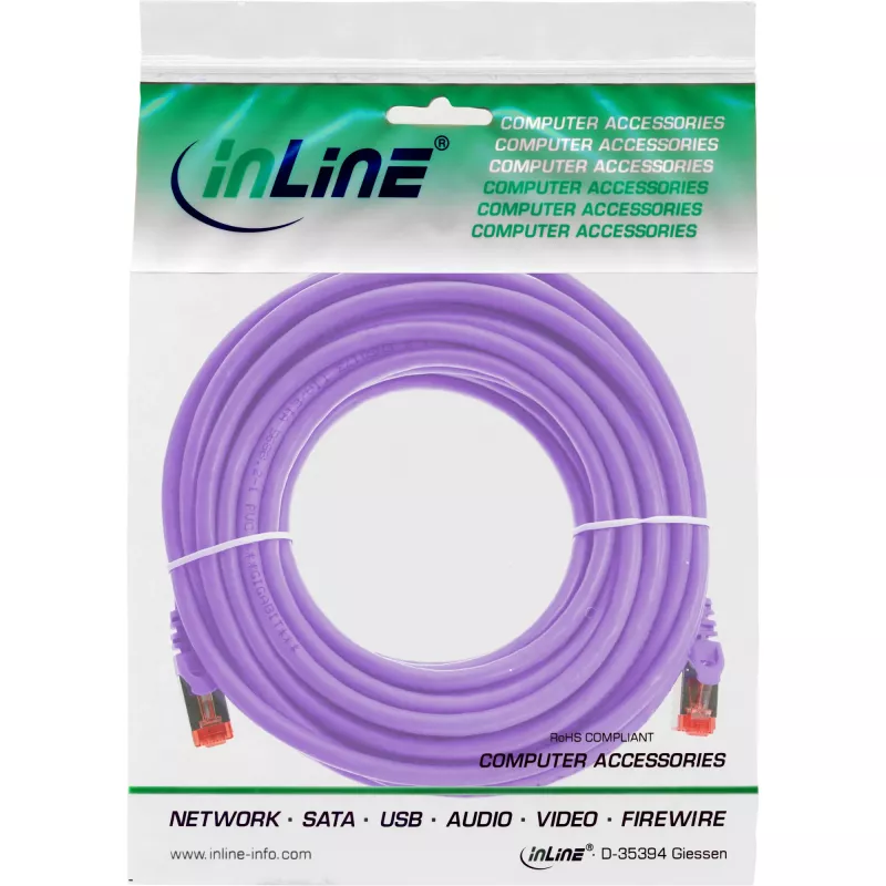 InLine Patch kabel S/FTP PiMF Cat.6 250MHz PVC miedź fioletowy 10m