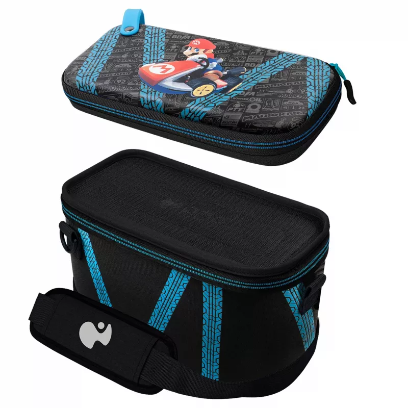 Twarda walizka PDP Nintendo Switch Kart Drift Overnight Case GLOW czarno-niebieska