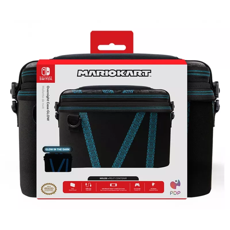 Twarda walizka PDP Nintendo Switch Kart Drift Overnight Case GLOW czarno-niebieska