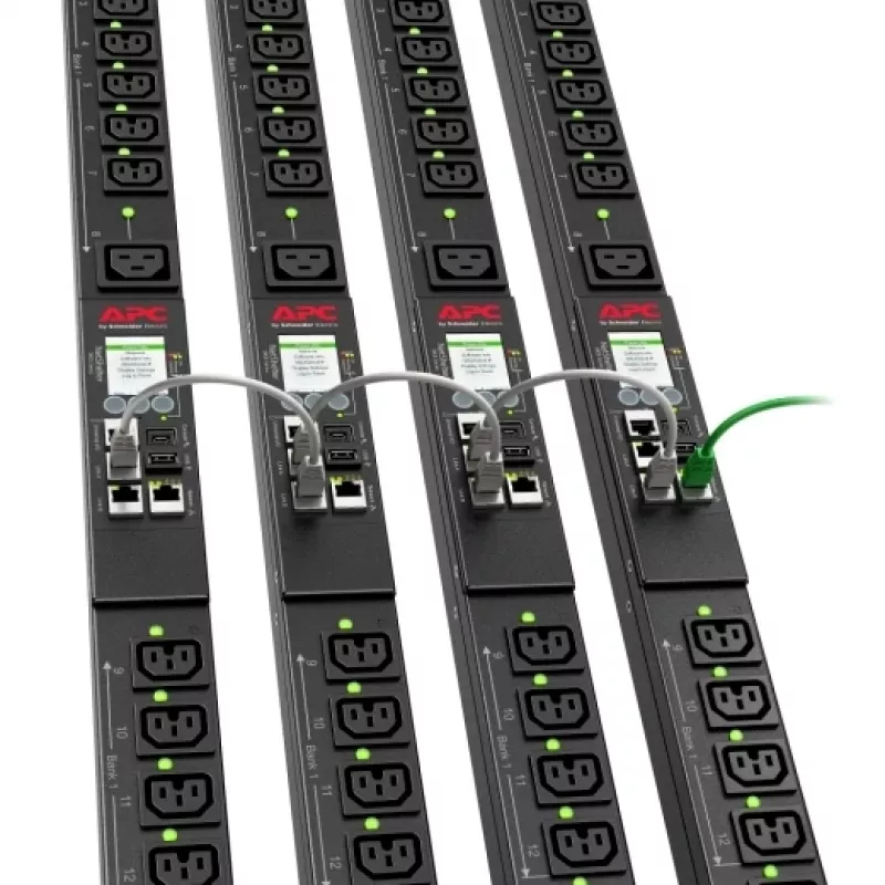 Listwa zasilająca APC NetShelter 9000 PDU 24 gniazda AC (C13/C15/C19/C21), NEMA L6-20P, 200–208V, 20A, pionowa 0U, czarna