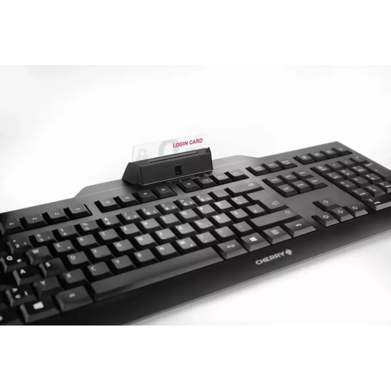 Przewodowa pełnowymiarowa klawiatura USB Cherry KC 1000 SC, układ QWERTZ, 109 klawiszy, kabel 1,8 m, czarna