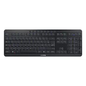 Klawiatura Cherry Stream ultimate — pełnowymiarowa AZERTY, USB + RF bezprzewodowa + Bluetooth, przełączniki nożycowe, podświetlenie LED, czarna