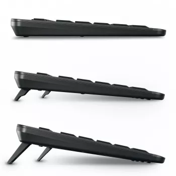 Klawiatura Cherry Stream ultimate — pełnowymiarowa AZERTY, USB + RF bezprzewodowa + Bluetooth, przełączniki nożycowe, podświetlenie LED, czarna