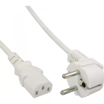 Kabel zasilający InLine, CEE 7/7 kątowy / 3-pin IEC C13 męski, biały, 1,8m