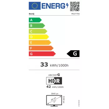 Monitor BenQ PD2770U 27 cali 4K UHD (3840×2160) IPS LCD – 5 ms, 400 cd/m², hub USB 3.2, VESA, regulowana wysokość