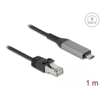 Kabel USB Type-C do RJ45 Gigabit Ethernet DELOCK 1 m Cat6 Antracyt/Czarny