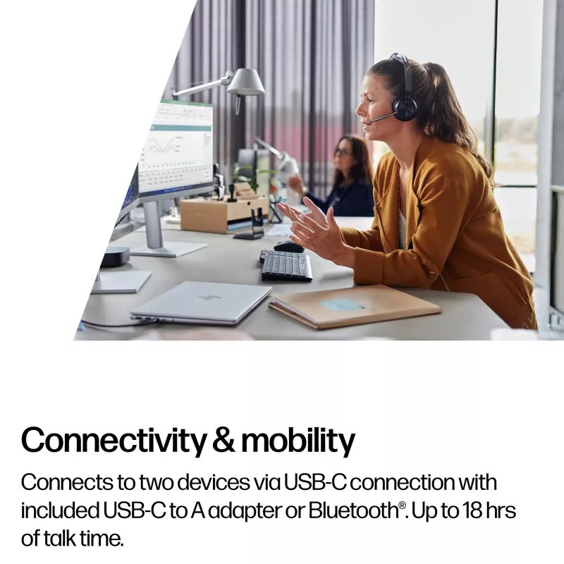 HP Poly Voyager Focus 2-M USB-C-C Headset USB-C/A Adapter Charging Stand