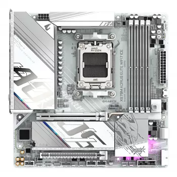 Płyta główna GIGABYTE X870M AORUS ELITE WIFI7 ICE — Micro ATX, AMD X870, gniazdo AM5, DDR5 do 8200Hz (O.C), 14+2+2 VRM, PCIe 5.0, Wi‑Fi 7, 2.5 GbE, USB4