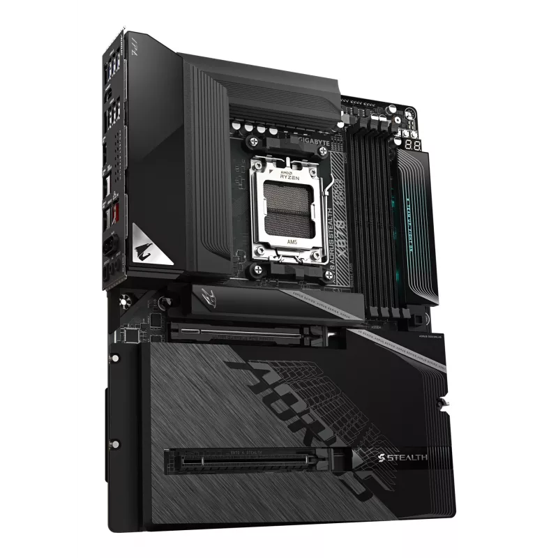 GIGABYTE X870 AORUS STEALTH Płyta główna - Obsługuje procesory AMD Ryzen 9000, 16+2+2-fazowa cyfrowa VRM, do 8200Hz DDR5 (OC), 2xPCIe 5.0 + 2xPCIe 4.0, Wi-Fi 7, 5 GbE LAN, USB 4