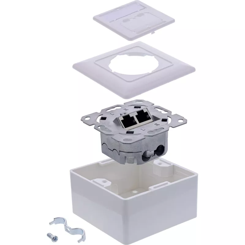 Socket-outlet InLine 76842A 2 x RJ-45 Biały Kabel sieciowy Kat. 6a