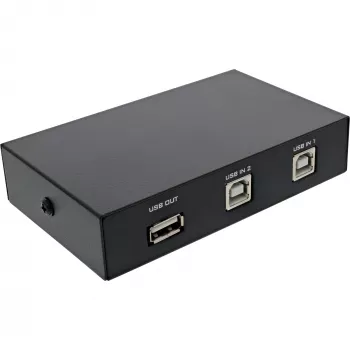 Przełącznik ręczny InLine USB 2.0, urządzenie USB-A na 2 komputery, 75 mm, 115 mm, 25 mm, 128 g, 75 x 115 x 25 mm, 90 mm