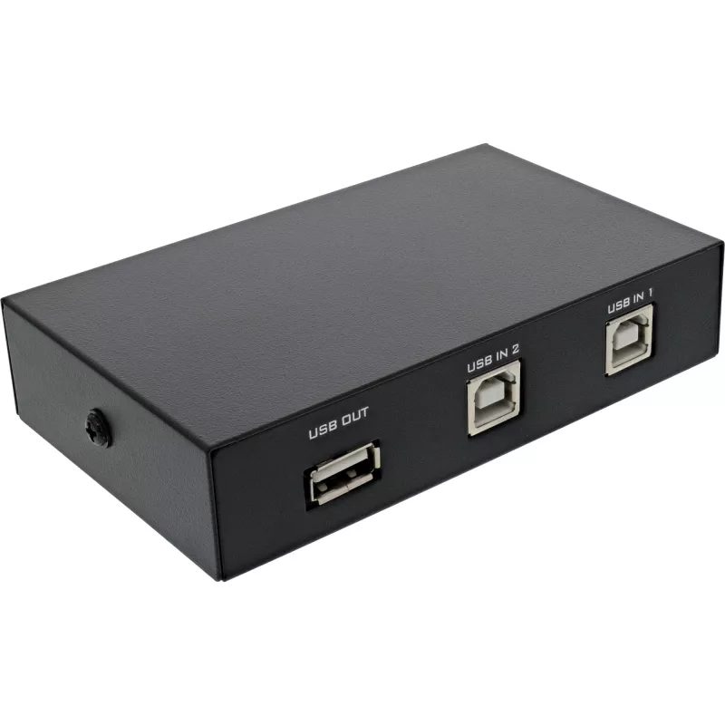 Przełącznik ręczny InLine USB 2.0, urządzenie USB-A na 2 komputery, 75 mm, 115 mm, 25 mm, 128 g, 75 x 115 x 25 mm, 90 mm