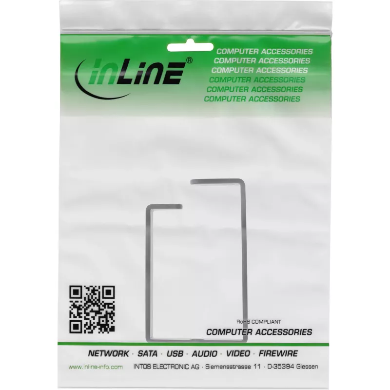 Uchwyt na kabel InLine 43x70mm metalowy czarny — uniwersalny uchwyt kablowy, 12,3×70×55 mm