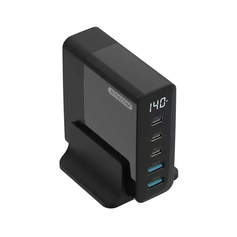 Ładowarka do urządzeń mobilnych Sitecom CH-1004 — Uniwersalna ładowarka sieciowa AC wewnętrzna, wejście 100–240 V, wyjście do 20 V, 3× USB-C, czarna