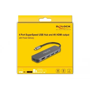 DeLOCK 64171 stacja dokująca do laptopa USB 3.2 Gen 1 Type-C 85 W szara