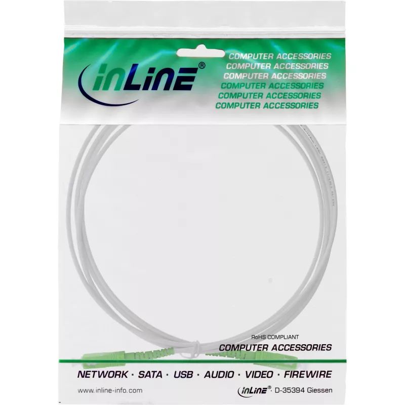 Kabel światłowodowy simplex InLine, FTTH, SC/APC8° do SC/APC8° 9/125µm OS2 1m