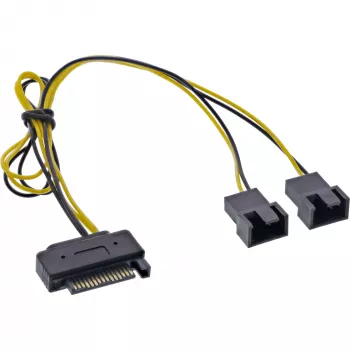 Kabel InLine SATA Y-power SATA żeński / 2x FAN 2-pin męski 0.30m