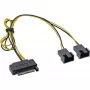 Kabel InLine SATA Y-power SATA żeński / 2x FAN 2-pin męski 0.30m