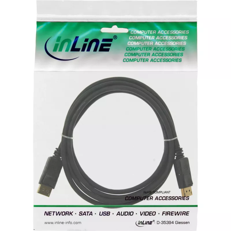 Kabel DisplayPort InLine 15355, 0,5 m, DisplayPort–DisplayPort, czarny, 6 mm