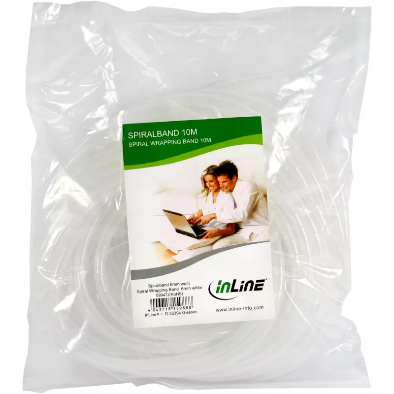 Opaska spiralna InLine 10 m, średnica 12 mm, biała, grubość 1,2 cm