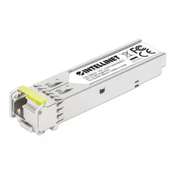 Intellinet Gigabit Fiber WDM Dwukierunkowy Moduł Optyczny SFP 1000Base-BX-D (LC) Port Jednomodowy, 120 km, BiDi WDM (RX1490/TX1550), Zgodny z MSA dla Maksymalnej Kompatybilności, Srebrny