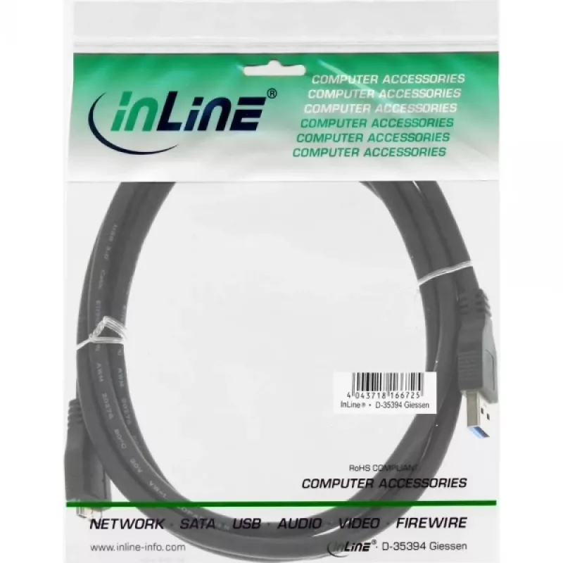 Kabel InLine USB 3.2 Gen.1 Typ A męski / Micro B męski, czarny, 1.5m