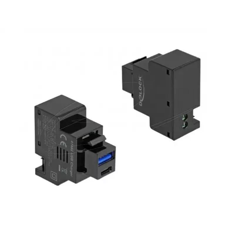 Moduł Keystone DELOCK 41482 ze złączami USB-C i USB-A, płaski, czarny