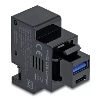 Moduł Keystone DELOCK 41482 ze złączami USB-C i USB-A, płaski, czarny
