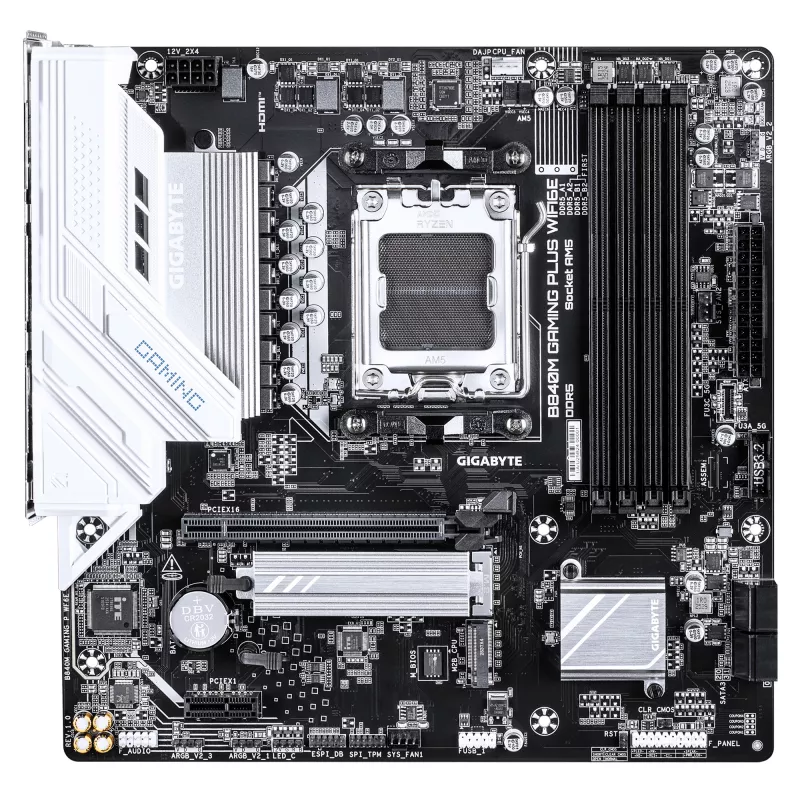 Płyta główna GIGABYTE B840M GAMING PLUS WIFI6E - Procesory AMD Ryzen 9000, VRM 8+2+2 fazy, do 8200MHz DDR5 (O.C), 2xM.2 PCIe 4.0, Wi-Fi 6E, LAN 1GbE, USB 3.2 Gen 2