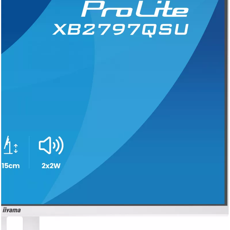 27-calowy monitor LED IIYAMA ProLite XB2797QSU-W1 IPS Quad HD (2560x1440), kąt widzenia 178°, hub USB 3.2, głośniki, VESA, regulacja wysokości, biały