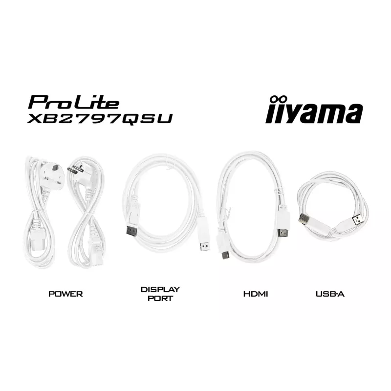 27-calowy monitor LED IIYAMA ProLite XB2797QSU-W1 IPS Quad HD (2560x1440), kąt widzenia 178°, hub USB 3.2, głośniki, VESA, regulacja wysokości, biały