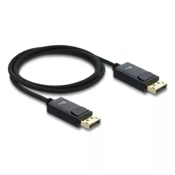 Kabel koncentryczny DELOCK DisplayPort 16K 60 Hz 80 Gb/s w oplocie 1 m, DisplayPort do DisplayPort, czarny