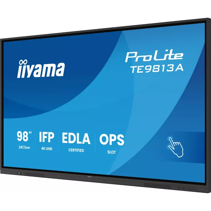 Panel interaktywny IIYAMA TE9813A-B2AG 97,5 cala (2,48 m) 4K Ultra HD 500 cd/m² Wi‑Fi Android 24/7 Czarny