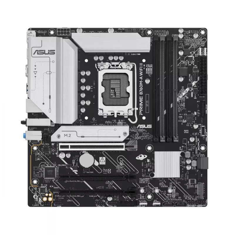 Płyta główna ASUS PRIME B760M-A WIFI II micro ATX, Intel B760, LGA 1700, DDR5, 4 gniazda DIMM, do 256 GB, Wi‑Fi 6E, Ethernet 2,5Gb