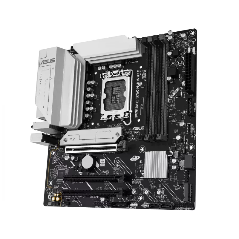 Płyta główna ASUS PRIME B760M-A WIFI II micro ATX, Intel B760, LGA 1700, DDR5, 4 gniazda DIMM, do 256 GB, Wi‑Fi 6E, Ethernet 2,5Gb