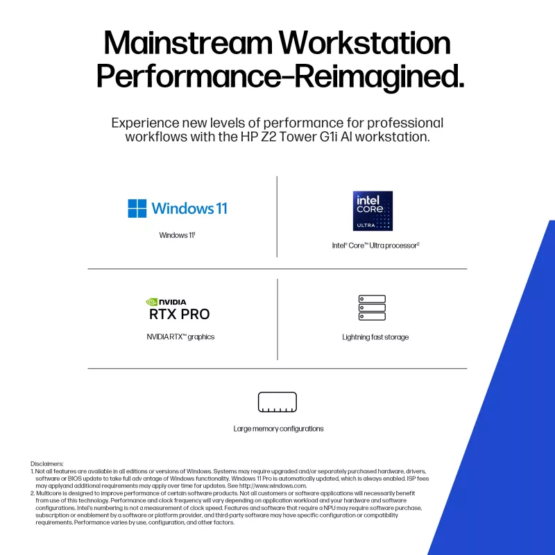 HP Z2 Tower G1i Intel Core Ultra 7 265K 64 GB DDR5-SDRAM Windows 11 Pro Workstation AI Workstation, AI PC