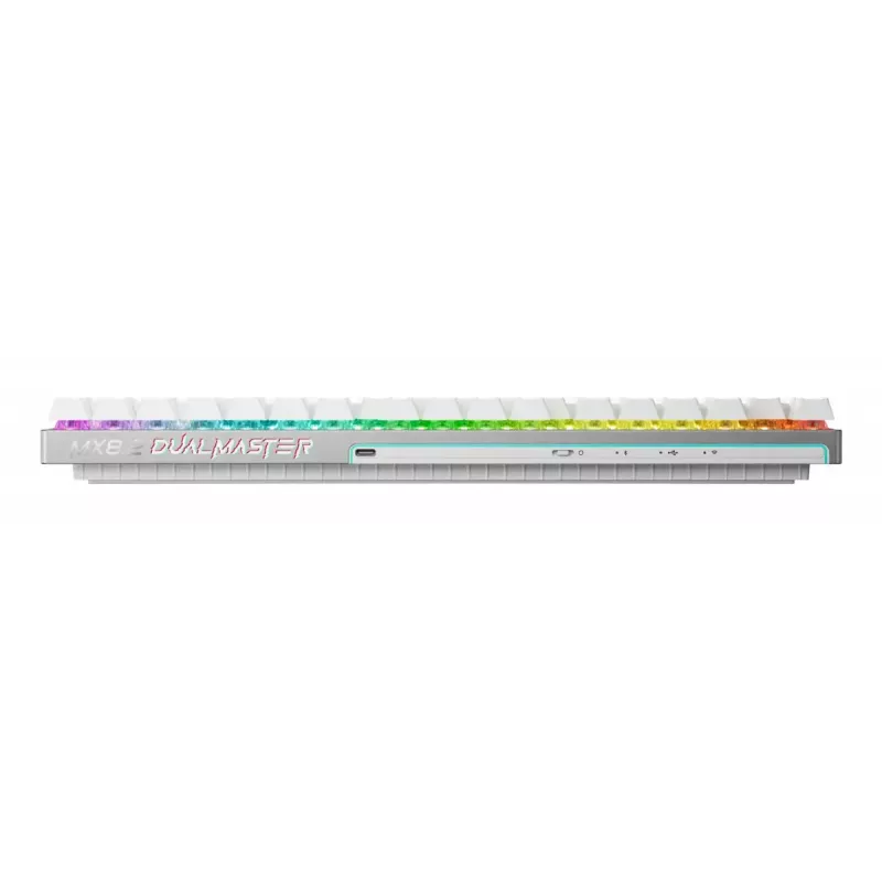 Bezprzewodowa klawiatura gamingowa Cherry MX 8.2 Pro TMR — Tenkeyless 88 klawiszy, USB + RF + Bluetooth, przełączniki magnetyczno-mechaniczne, RGB, srebrno-biała