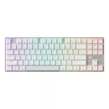 Bezprzewodowa klawiatura gamingowa Cherry MX 8.2 Pro TMR — Tenkeyless 88 klawiszy, USB + RF + Bluetooth, przełączniki magnetyczno-mechaniczne, RGB, srebrno-biała