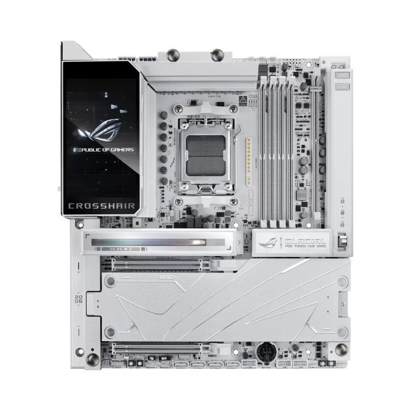 Płyta główna ASUS ROG CROSSHAIR X870E GLACIAL — AMD X870E, Socket AM5, E-ATX, DDR5, do 256 GB, Wi‑Fi 7, 10Gb Ethernet