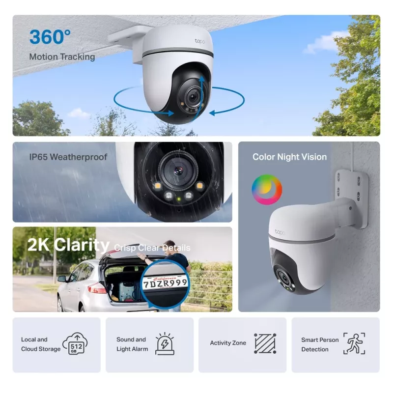 TP-Link Tapo TC41 V2 Sferyczna kamera bezpieczeństwa IP Wewnętrzna i zewnętrzna 2304 x 1296 pikseli Sufit/Ściana/Słup