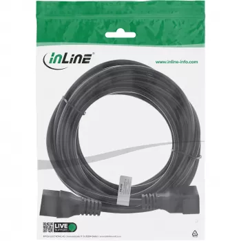 Kabel zasilający InLine C19 / C20 3-pin IEC męski / żeński czarny 7,5 m