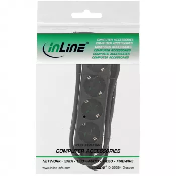 InLine Listwa zasilająca, 4-gniazdowa z uziemieniem CEE 7/3, czarny, 1,5 m