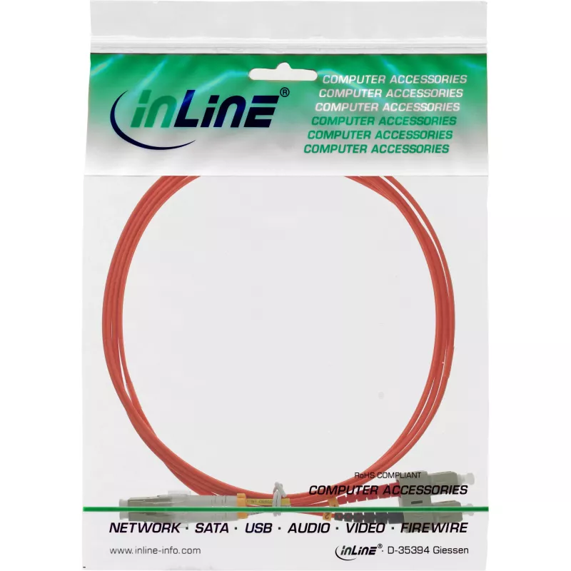 Kabel światłowodowy duplex InLine LC/SC 50/125µm OM2 0.5m