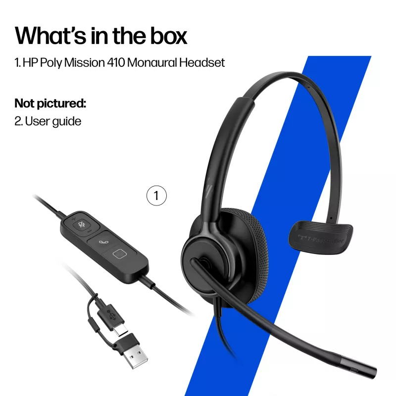 Przewodowy zestaw słuchawkowy stereo HP Poly Mission 425 Classic USB, nauszny, 126 g