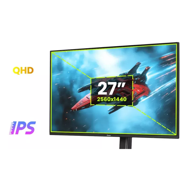 27-calowy monitor iiyama G-MASTER GB2771QSU-W1, 2560×1440 WQHD, Fast IPS, 2 ms, hub USB 3.2, głośniki, VESA, regulacja wysokości (biały)